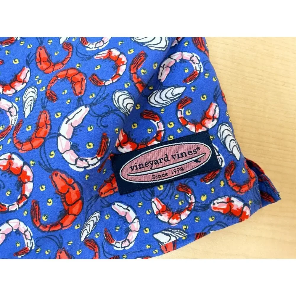 Vineyard Vines Shrimp Print Blue Swim Trunks